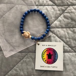 Sea Turtle Bracelet with Blue Beads
